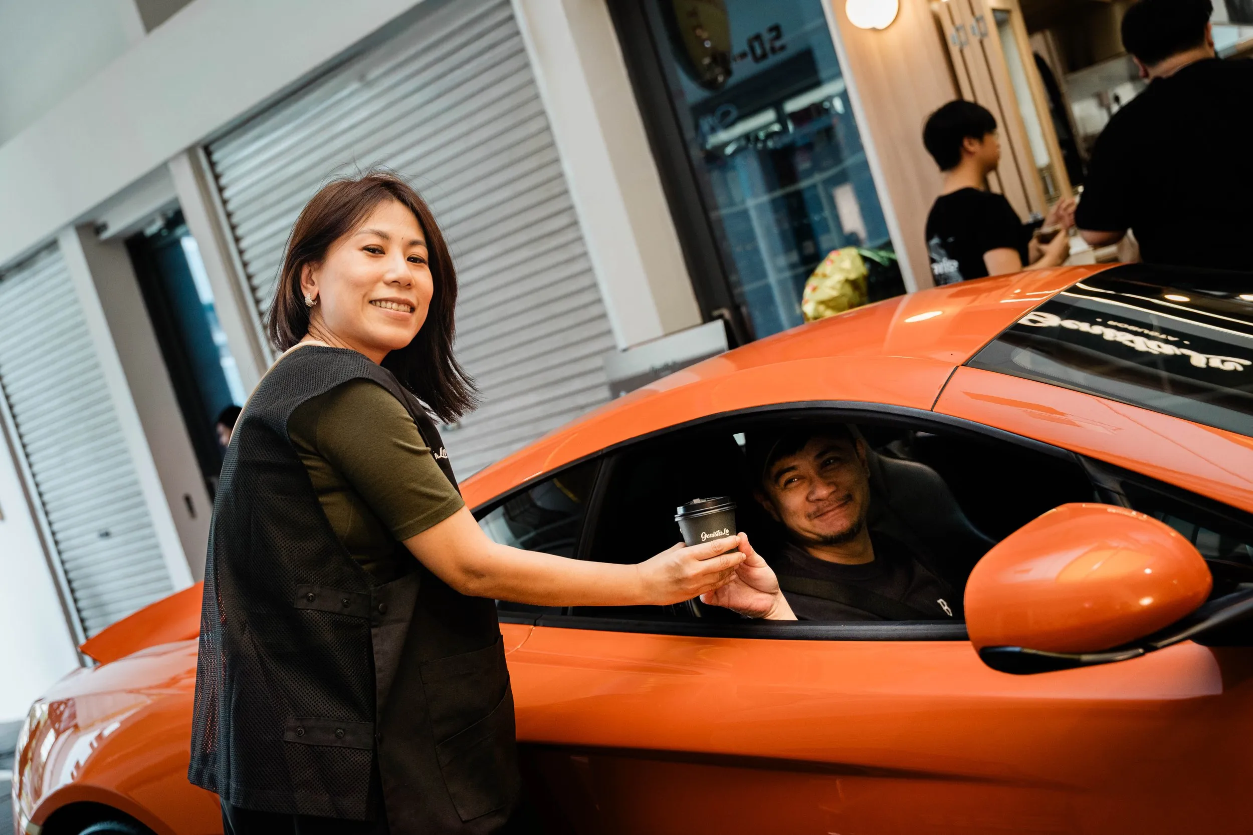 Orange Car at Kopi Drive Thru