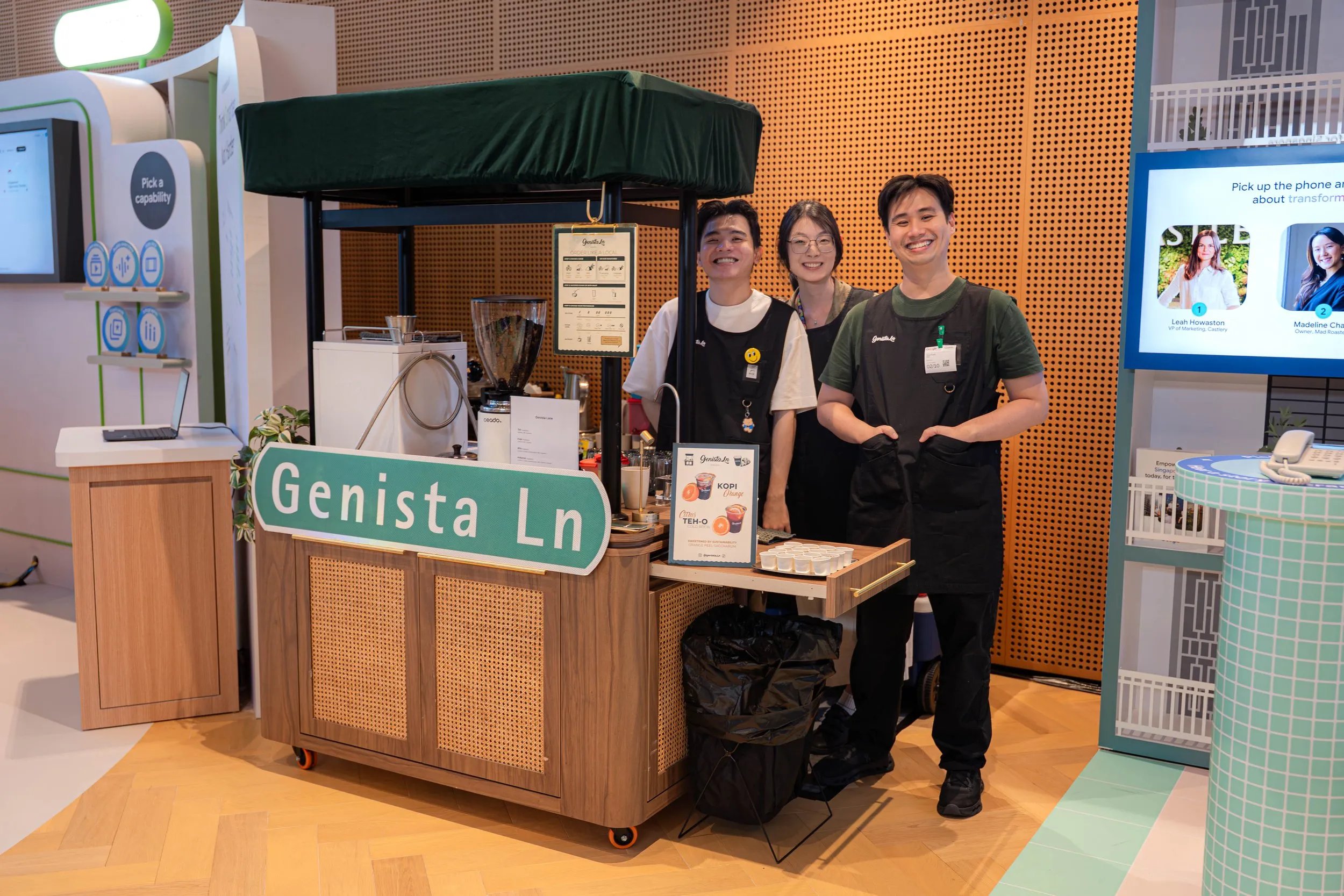 Genista Ln kopi cart at the Google corporate event, 2026