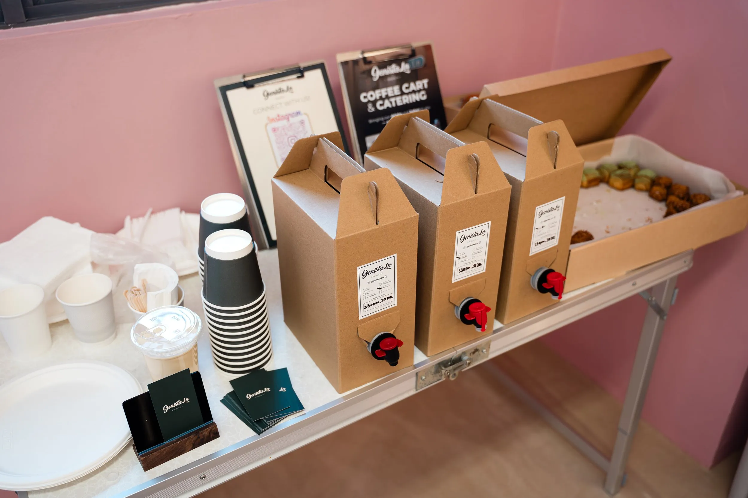 Genista Ln kopi cart at the Elevate Gym Opening event, 2025